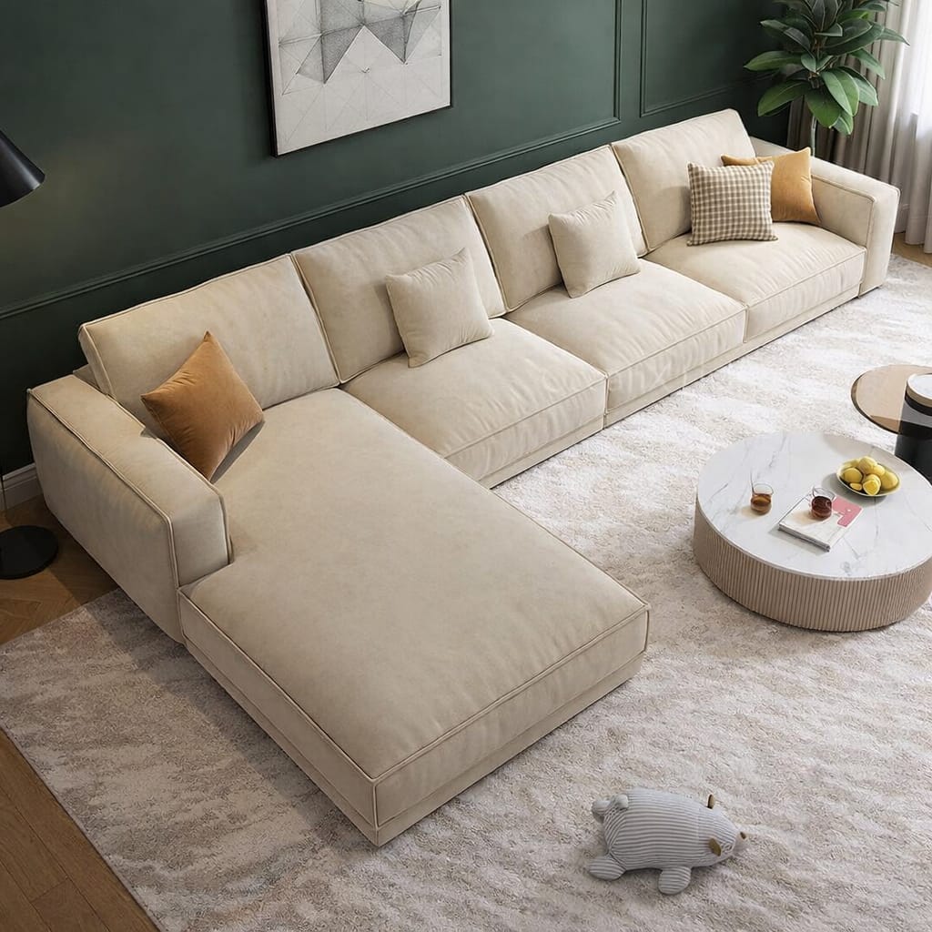 Modern Velvet L-Shape Sectional Sofa with Chaise Lounge – Luxury Comfort Redefined