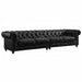 Antique Wood Hub Chesterfield sofa in Black Leatherette, 2+2 = 4 Seater Sofa