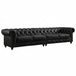 Antique Wood Hub Chesterfield sofa in Black Leatherette, 2+2 = 4 Seater Sofa