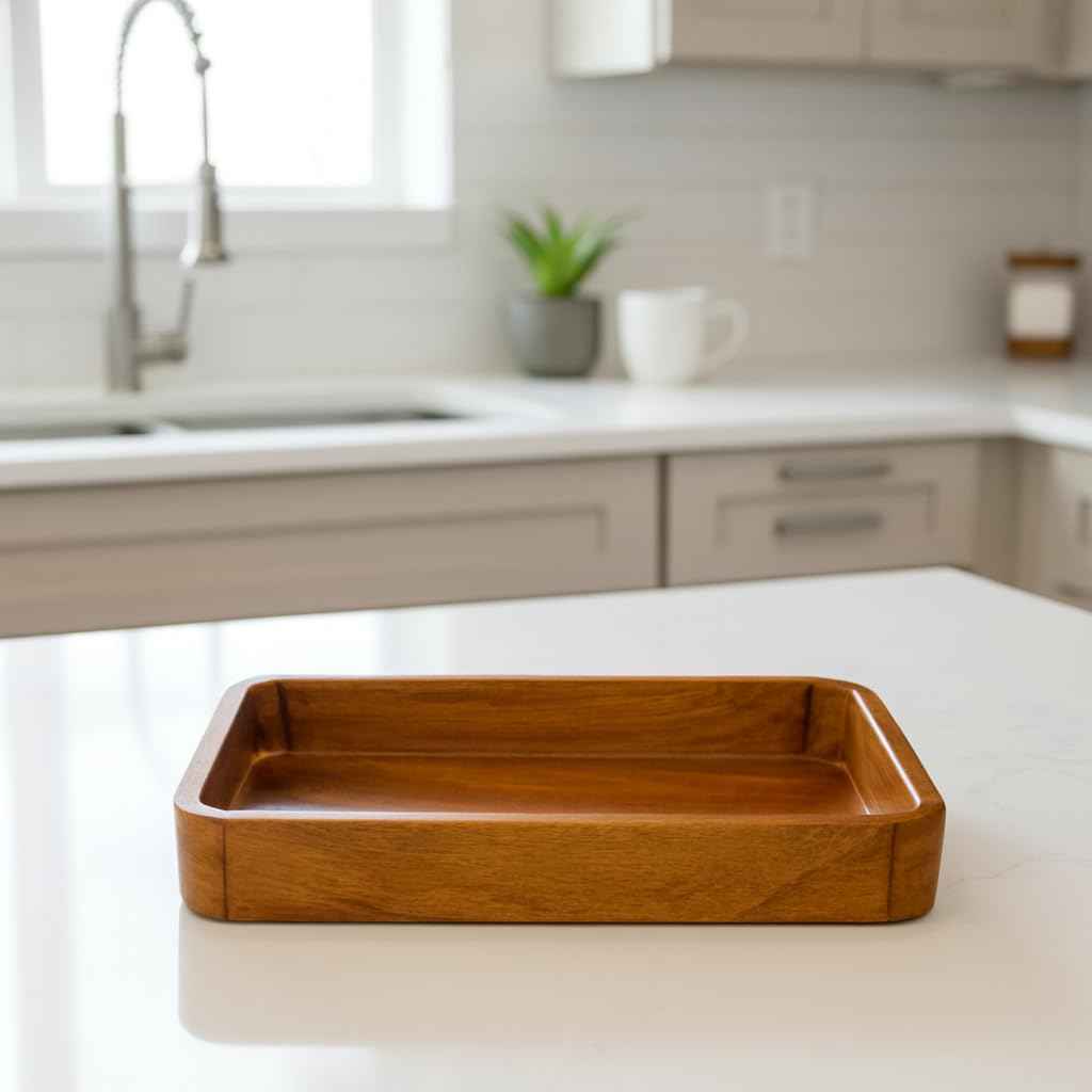 Solid Mango Wood Rectangular Serving Tray – Premium Wooden Serving & Display Tray