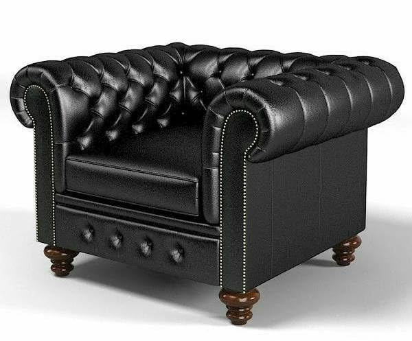 Antique Wood Hub Chesterfield 3+1 leatherette sofa set with ottoman – additional gallery image 4