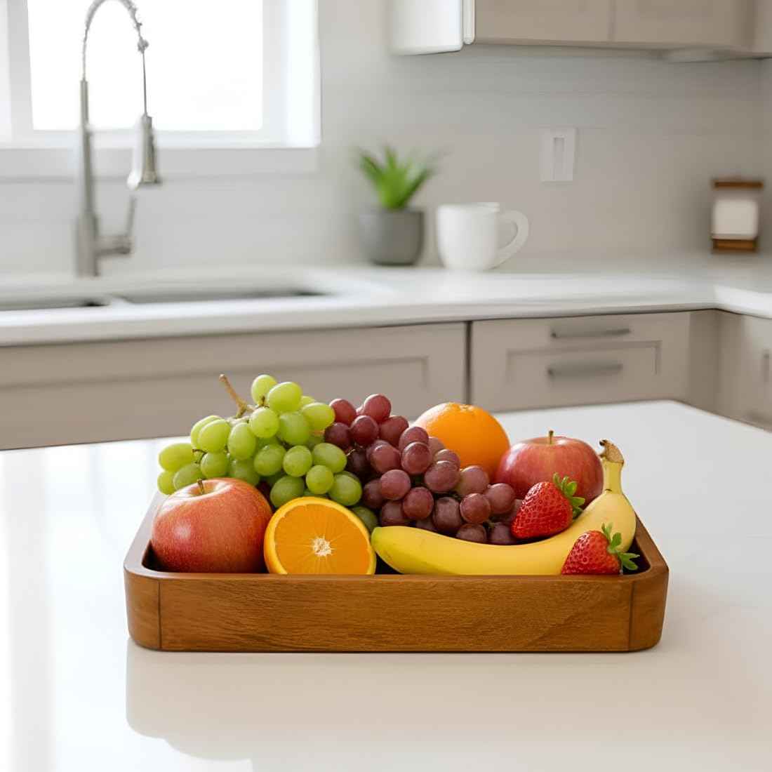Solid Mango Wood Rectangular Serving Tray – Premium Wooden Serving & Display Tray