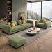 Antique Wood Hub sofa in Olive Green Boucle, 3+1 = 4 Seater Sofa + Ottoman