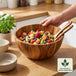 Acacia Wood Salad Bowl Set with 2 Serving Spoons | Large Wooden Fruit & Pasta Bowl | Rustic Kitchen Serving Bowl