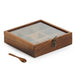 Wooden Spice Box with Spoon (Non Removable Partitions, 50 ml, Brown)