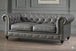 Antique Wood Hub Chesterfield sofa in Grey Leatherette, 2 Seater Sofa