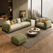 Off White & Olive Chesterfield sofa set – 3 Seater + 1 Seater + Ottoman, Antique Wood Hub