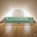 Antique Wood Hub Chesterfield sofa in Mint Green Leatherette, 2+2 = 4 Seater Sofa