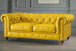 Antique Wood Hub Chesterfield sofa in Yellow Leatherette, 2 Seater Sofa