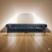 Antique Wood Hub Chesterfield sofa in Blue Leatherette, 2+2 = 4 Seater Sofa