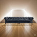 Antique Wood Hub Chesterfield sofa in Blue Leatherette, 2+2 = 4 Seater Sofa
