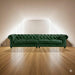 Antique Wood Hub Chesterfield sofa in Bottle Green Leatherette, 2+2 = 4 Seater Sofa