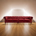 Antique Wood Hub Chesterfield sofa in Maroon Leatherette, 2+2 = 4 Seater Sofa