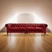 Antique Wood Hub Chesterfield sofa in Maroon Leatherette, 2+2 = 4 Seater Sofa