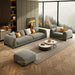 Antique Wood Hub sofa in Light Grey Boucle, 3+1 = 4 Seater Sofa + Ottoman