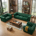 Antique Wood Hub Chesterfield sofa in Bottle Green Leatherette, 3+2+1 = 6 Seater Sofa