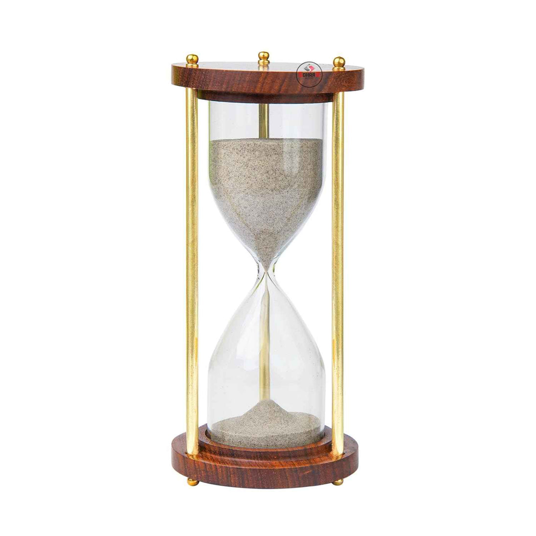 5.5 Inch Wooden Sand Timer with Brass Frame | Vintage Hourglass Decorative Showpiece for Home & Office