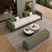 Olive Green & Off White Chesterfield sofa set – 3 Seater + Bench, Antique Wood Hub