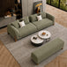 Light Green Chesterfield sofa set – 3 Seater + Bench, Antique Wood Hub