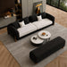 Black & Off White Chesterfield sofa set – 3 Seater + Bench, Antique Wood Hub