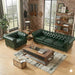 Antique Wood Hub Chesterfield sofa in Bottle Green Leatherette, 3+1 = 4 Seater Sofa
