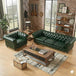 Antique Wood Hub Chesterfield sofa in Bottle Green Leatherette, 3+1 = 4 Seater Sofa