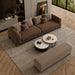 Taupe & Coffee Brown Chesterfield sofa set – 3 Seater + Bench, Antique Wood Hub