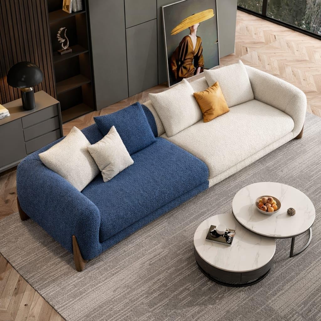Blue and Off White, 3 Seater