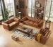 Antique Wood Hub Chesterfield sofa in Brown Leatherette, 3+2+1 = 6 Seater Sofa