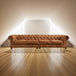 Antique Wood Hub Chesterfield sofa in Brown Leatherette, 2+2 = 4 Seater Sofa