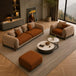 Antique Wood Hub Chesterfield sofa – Rust Brown and Taupe detail view 3