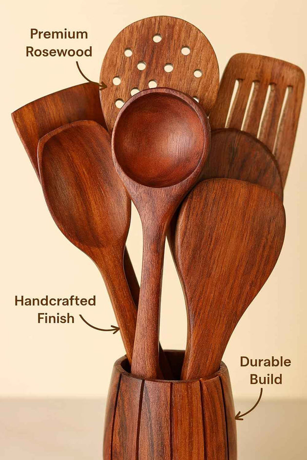 Wood Compact Flip/Spatula/Ladle For Cooking Dosa/Roti/Chapati | Kitchen Tools | No Harmful Polish