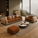 Rust Brown & Taupe Chesterfield sofa set – 3 Seater + 1 Seater + Ottoman, Antique Wood Hub