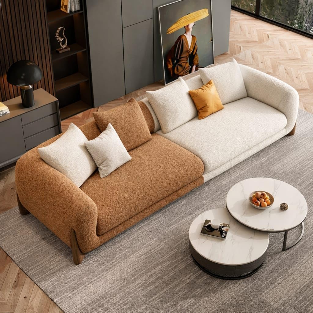 Rust Brown+Off White, 3 Seater