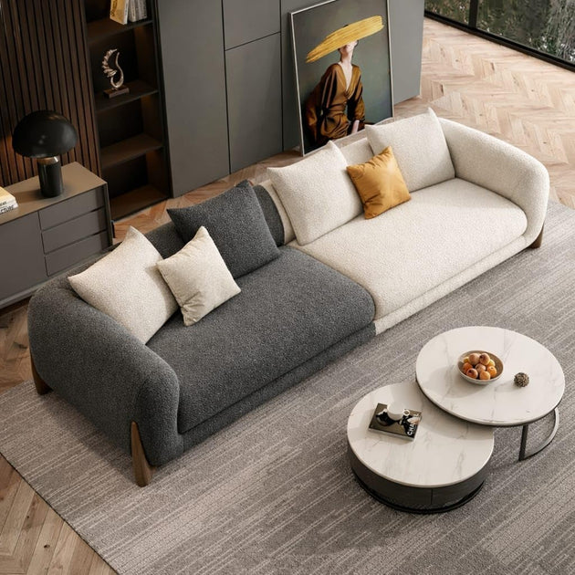 Dark Grey+Off White, 3 Seater