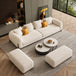 Off White Chesterfield sofa set – 3 Seater + Ottoman Set, Antique Wood Hub