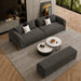 Dark Grey Chesterfield sofa set – 3 Seater + Bench, Antique Wood Hub