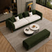 Dark Green & Off White Chesterfield sofa set – 3 Seater + Bench, Antique Wood Hub