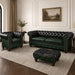 Antique Wood Hub Chesterfield leatherette 3+1 sofa set with ottoman – Green + Black colour