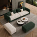 Dark Green & Off White Chesterfield sofa set – 3 Seater + Ottoman Set, Antique Wood Hub