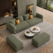 Green Chesterfield sofa set – 3 Seater + Ottoman Set, Antique Wood Hub