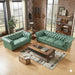 Antique Wood Hub Chesterfield sofa in Mint Green Leatherette, 3+2 = 5 Seater Sofa