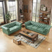 Antique Wood Hub Chesterfield sofa in Mint Green Leatherette, 3+2 = 5 Seater Sofa
