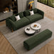 Dark Green Chesterfield sofa set – 3 Seater + Bench, Antique Wood Hub
