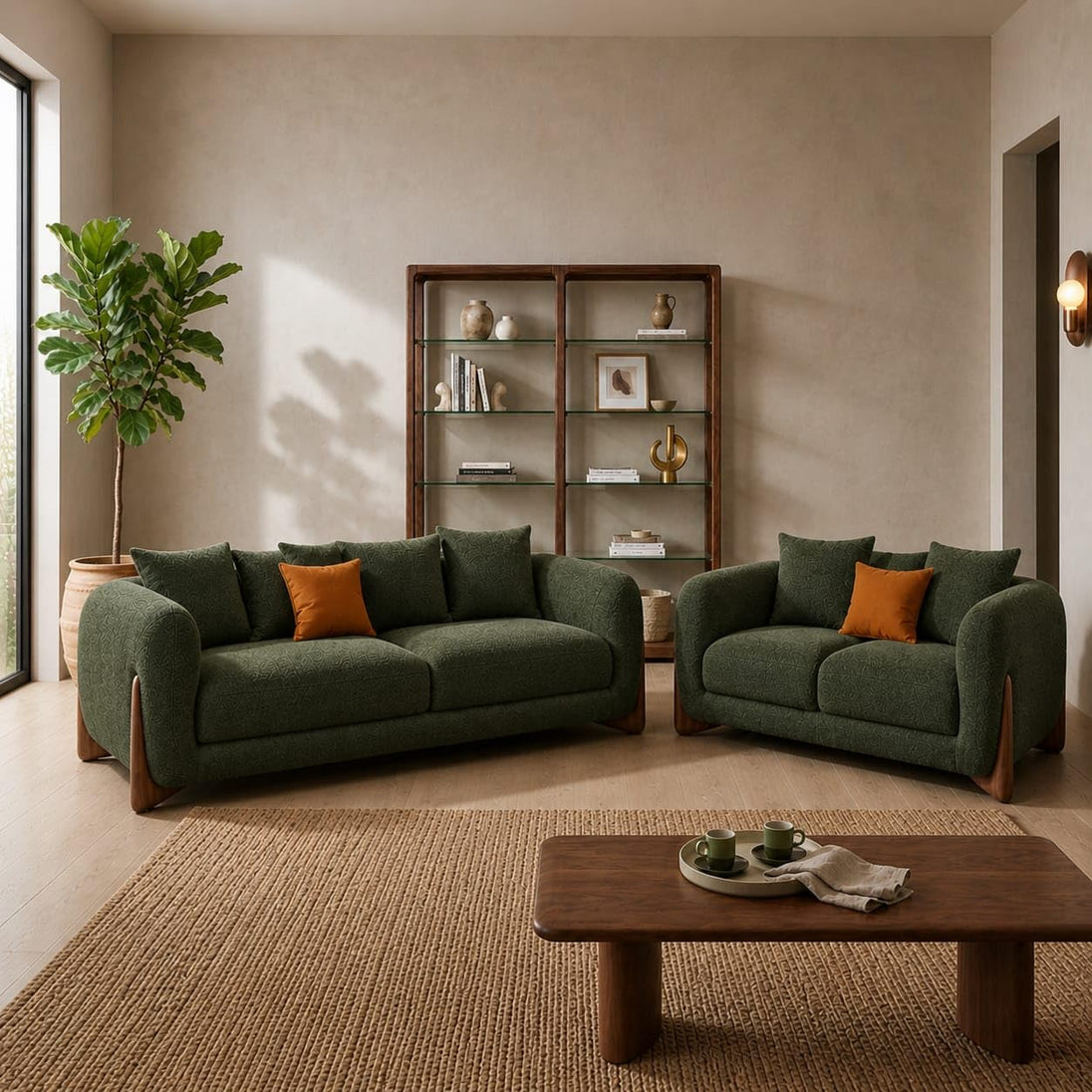 3+2 Seater, Green