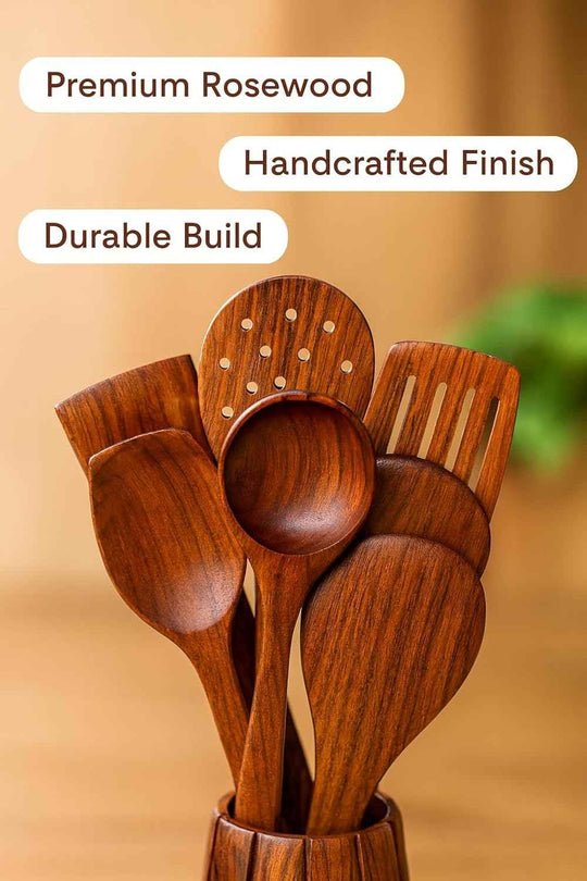 Wood Compact Flip/Spatula/Ladle For Cooking Dosa/Roti/Chapati | Kitchen Tools | No Harmful Polish