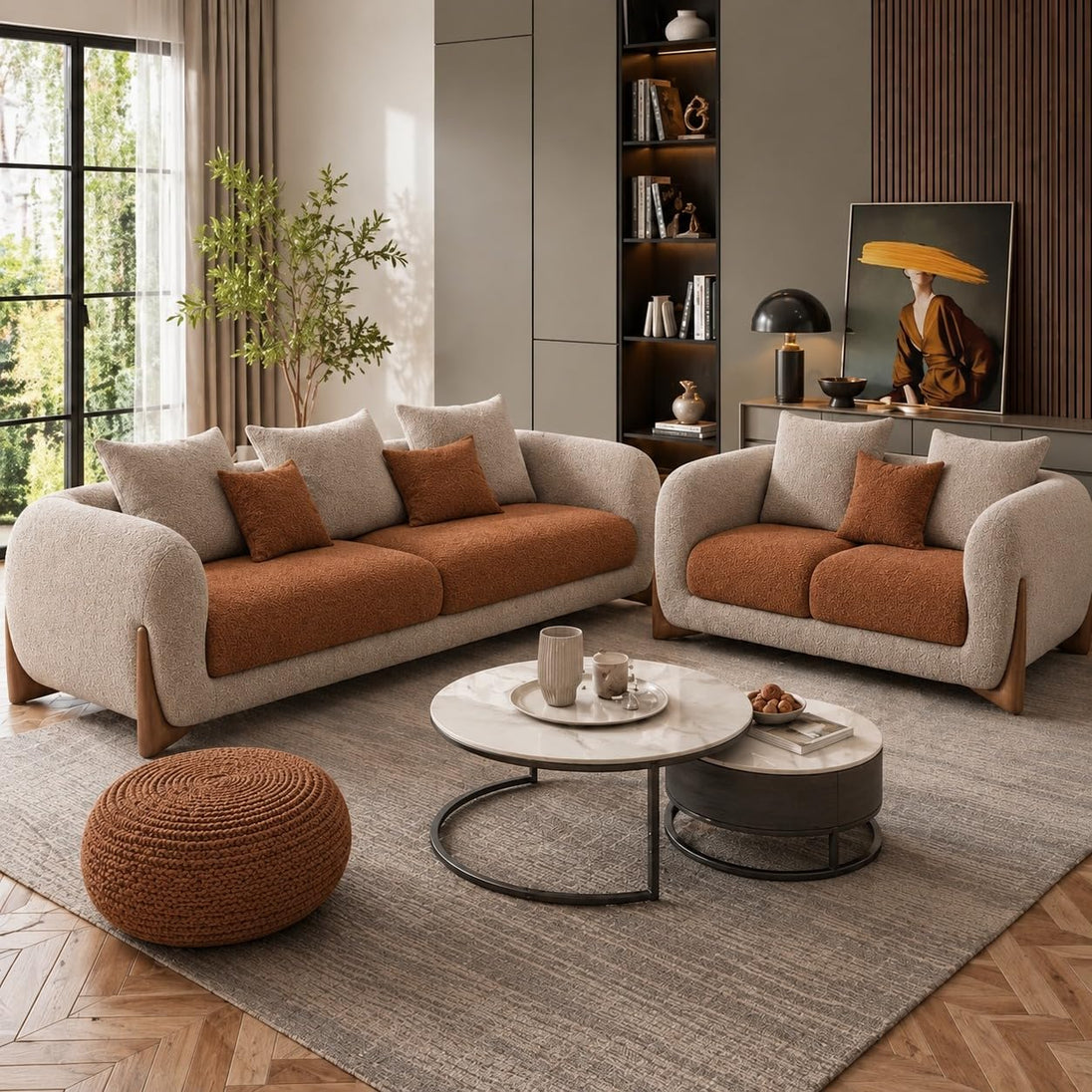 Taupe+Rust Brown 3+2