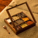 Wooden Spice Box with Spoon (Non Removable Partitions, 50 ml, Brown)