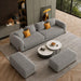 Light Grey Chesterfield sofa set – 3 Seater + Ottoman Set, Antique Wood Hub