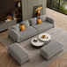 Light Grey Chesterfield sofa set – 3 Seater + Ottoman Set, Antique Wood Hub